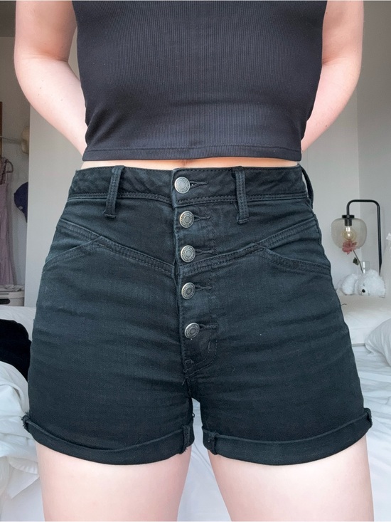 American Eagle Outfitters Pants - American Eagle Black High-Rise Button-Front Shorts Super Stretch Classic Cotton